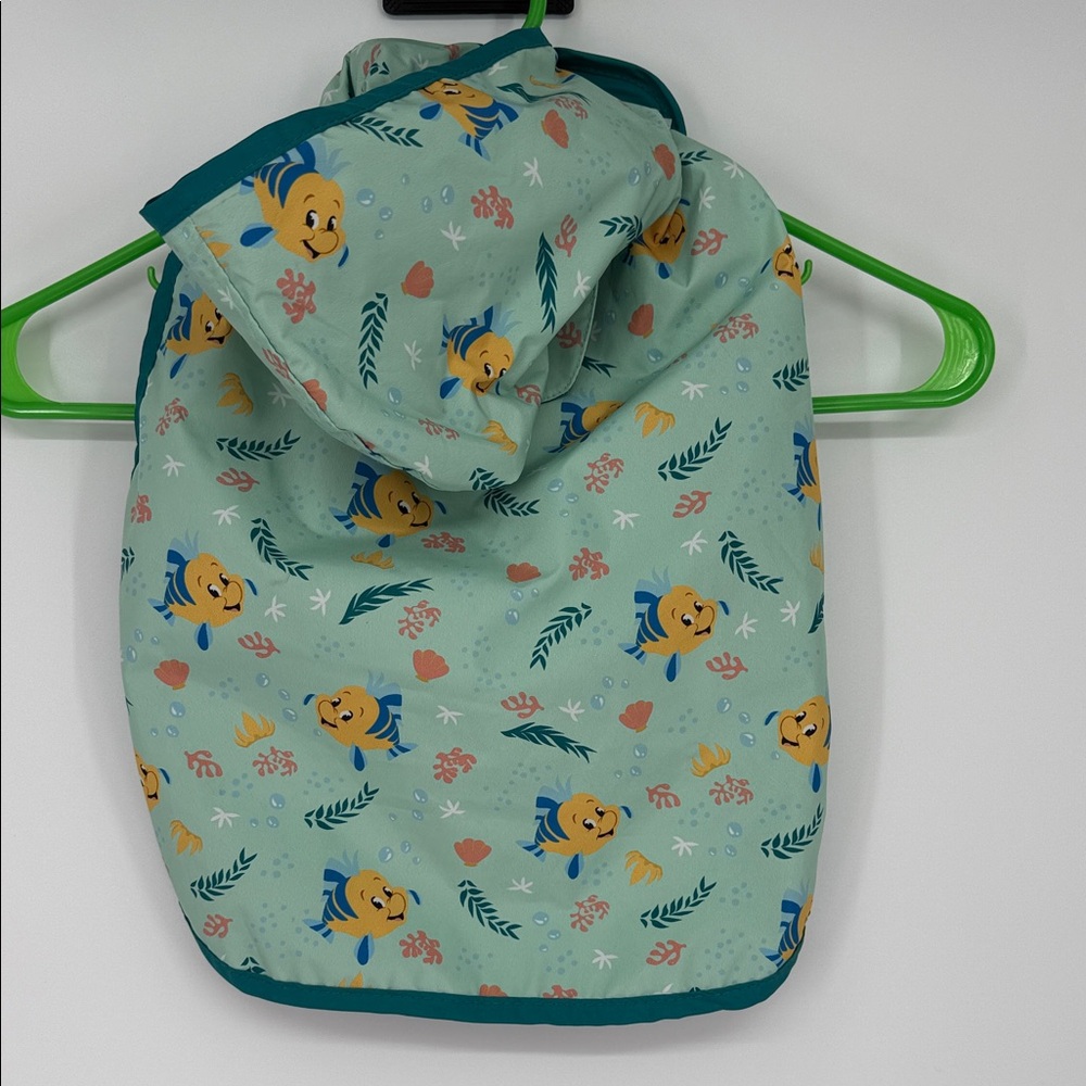 Disney The Little Mermaid Flounder Dog Raincoat Hooded Pet Jacket Teal Green S